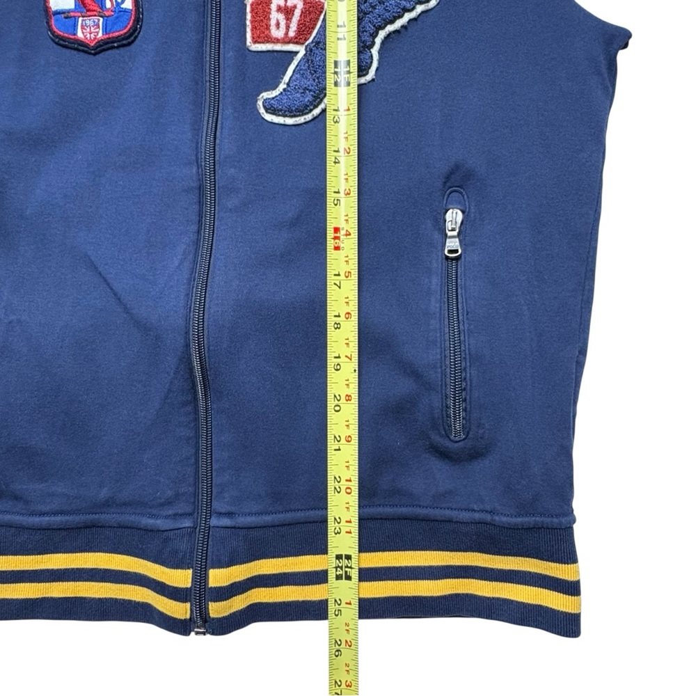 Polo Ralph Lauren P-Wing Patch Letterman Navy Blue Varsity Track Jacket M *READ - Picture 6 of 11